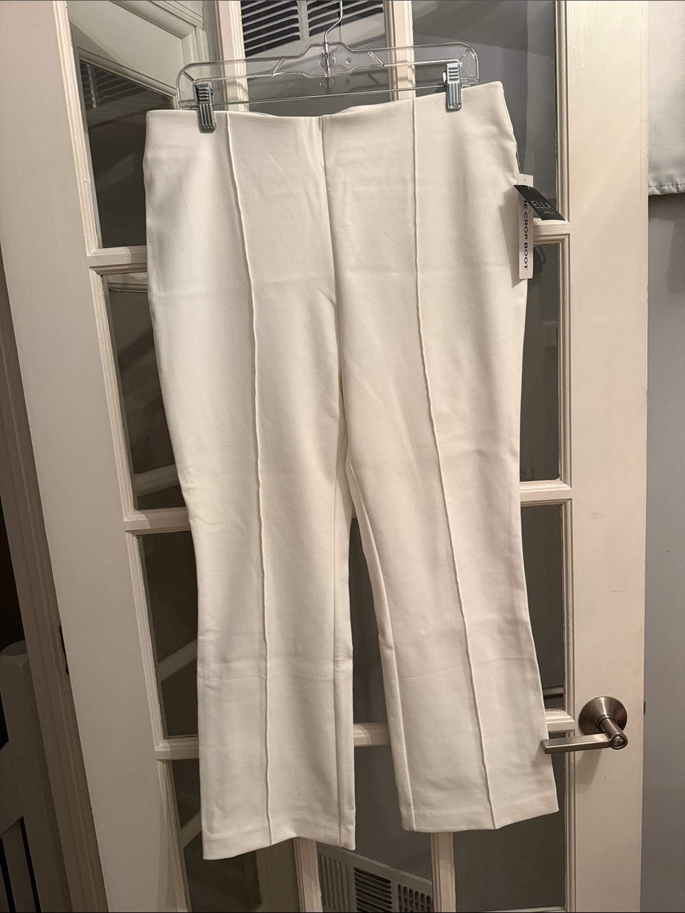 Rafaella White Straight-Leg Pull-On Pants